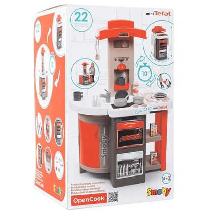 Smoby Tefal Opencook Compact Play Kitchen With Realistic Sounds & 22 Accessories-3032163122029-Bargainia.com