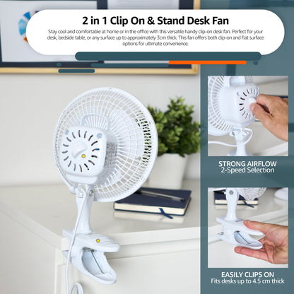 2 in 1 Clip On & Stand Desk Fan