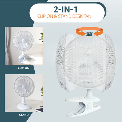 2 in 1 Clip On & Stand Desk Fan