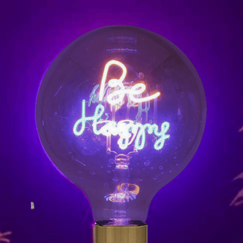 Be Happy LED Neon Text Brass Accent Decorative Lamp-5010792734262-Bargainia.com