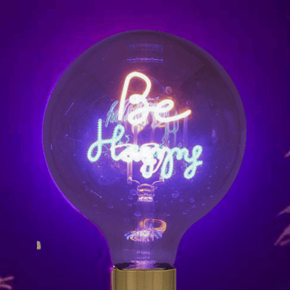 Be Happy LED Neon Text Brass Accent Decorative Lamp-5010792734262-Bargainia.com