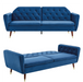 Victoria 3 Seater Velvet Click Clack Sofa Bed - Blue-5056150263630-Bargainia.com