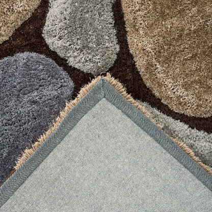 Brown and Grey 3D Pebbles Shaggy Rug - Hawaii-Bargainia.com