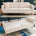 Victoria 3 Seater Velvet Click Clack Sofa Bed - Cream-Bargainia.com