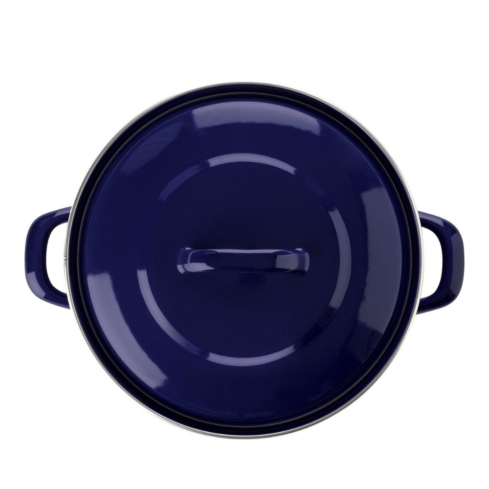 BK Indigo Heritage Round Dutch Oven - 24cm, 4.2L, German Enamelled Casserole with Lid - Blue-4895156659266-Bargainia.com