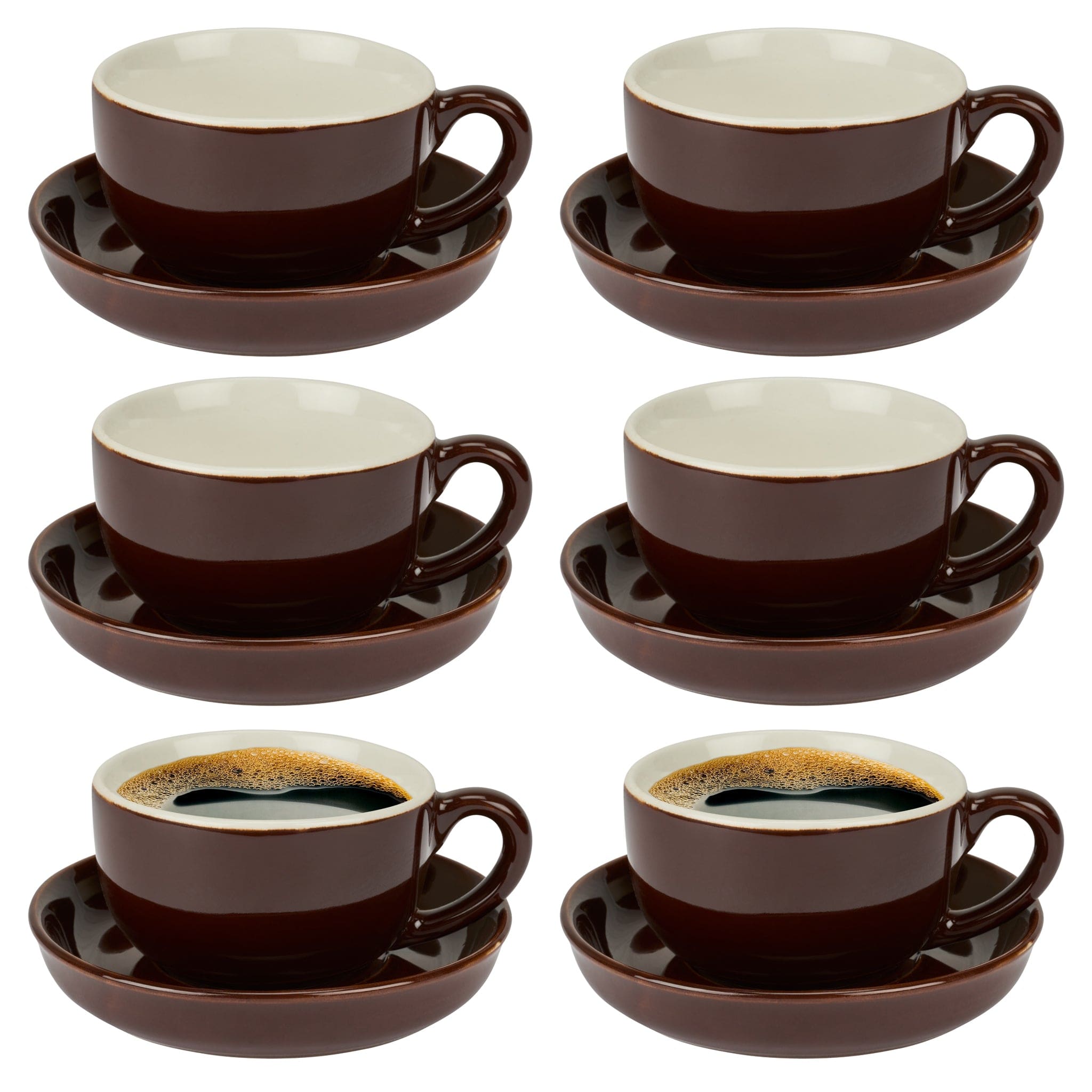 6 Espresso Cup and Saucer Set - Brown only5pounds-com