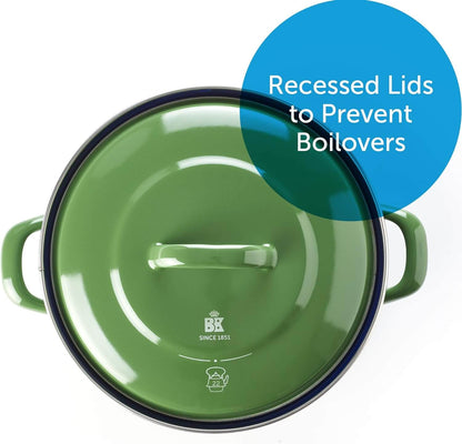 BK Indigo The Dutch Oven Heritage Round German Enamelled Casserole with Lid 20cm 2.5L - Green-4895156659136-Bargainia.com