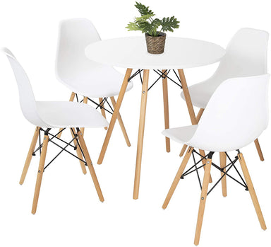 Round Dining Table & 4 Seater Chair Set | White | bargainia.com-Bargainia.com