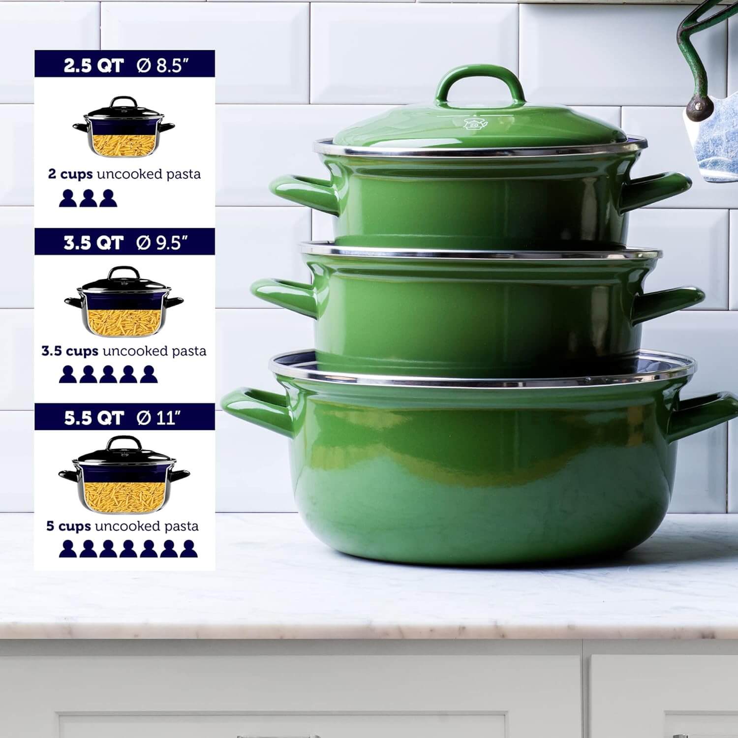 BK Indigo The Dutch Oven Heritage Round German Enamelled Casserole with Lid 20cm 2.5L - Green-4895156659136-Bargainia.com