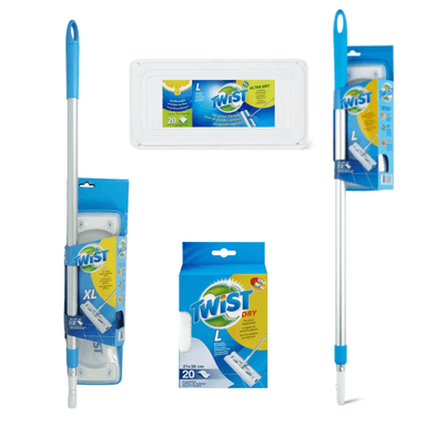 Twist Floor Cleaning Quick Mop Dry or Wet System Starter Kits - Large, X Large, Refill Pads-Bargainia.com