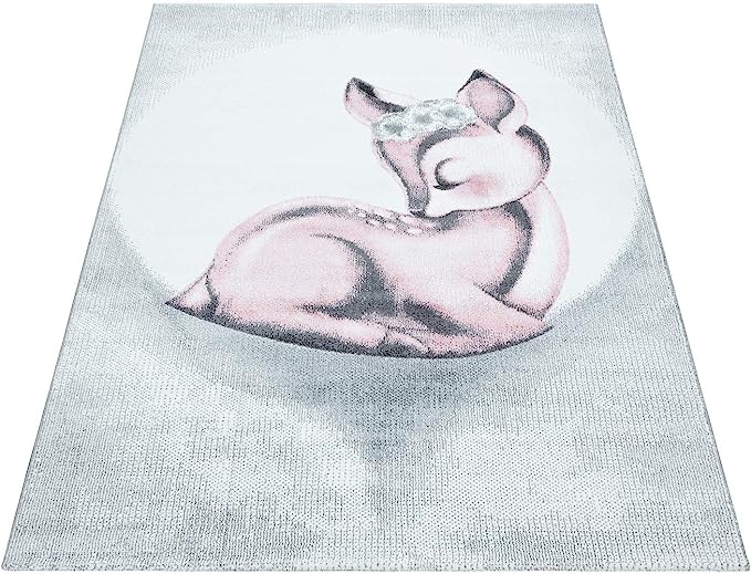 Pink Sleeping Fawn Kids Rug - Bambi-5056150253624-Bargainia.com