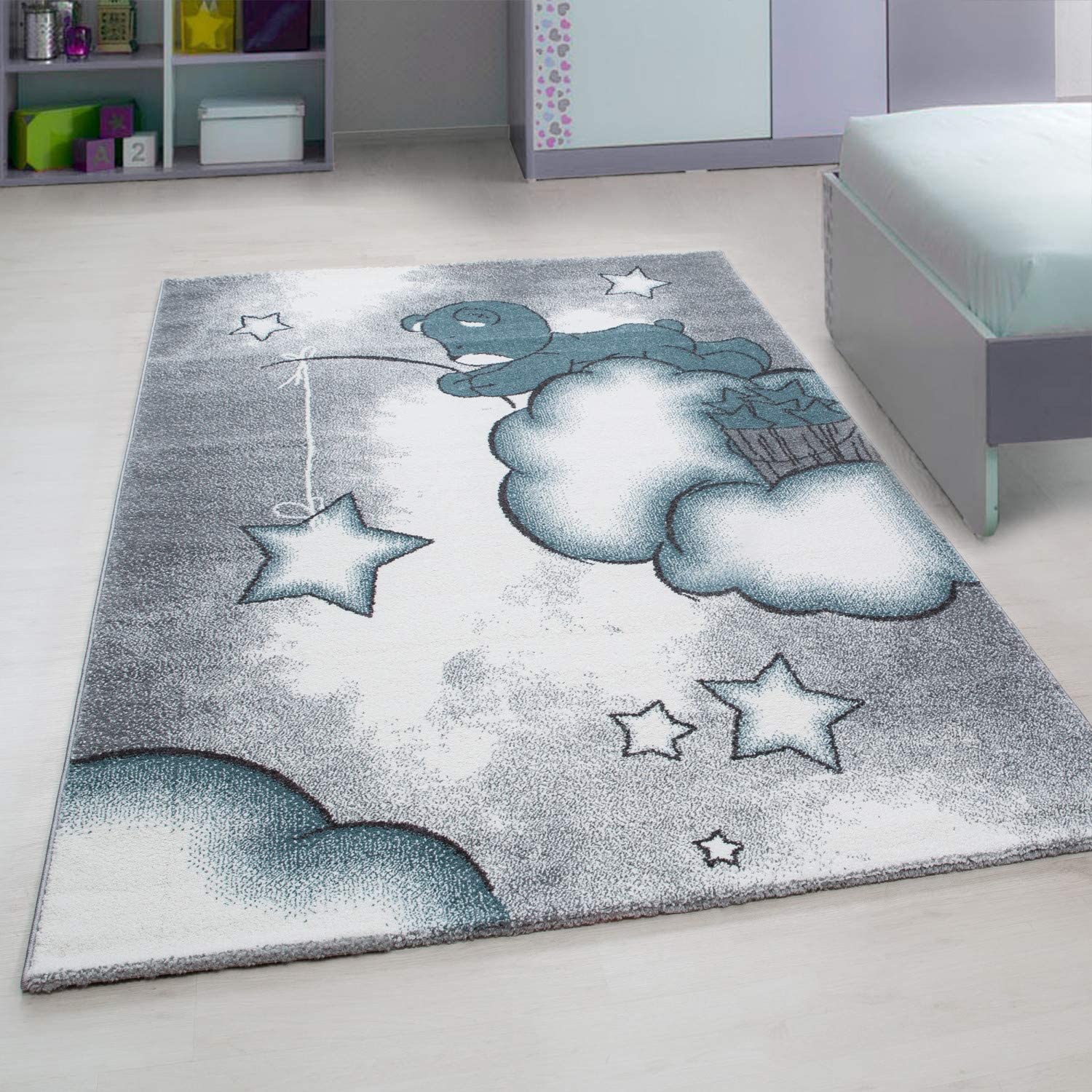 Blue Baby Bear Stars Rug | Kids | Rugmasters-Bargainia.com