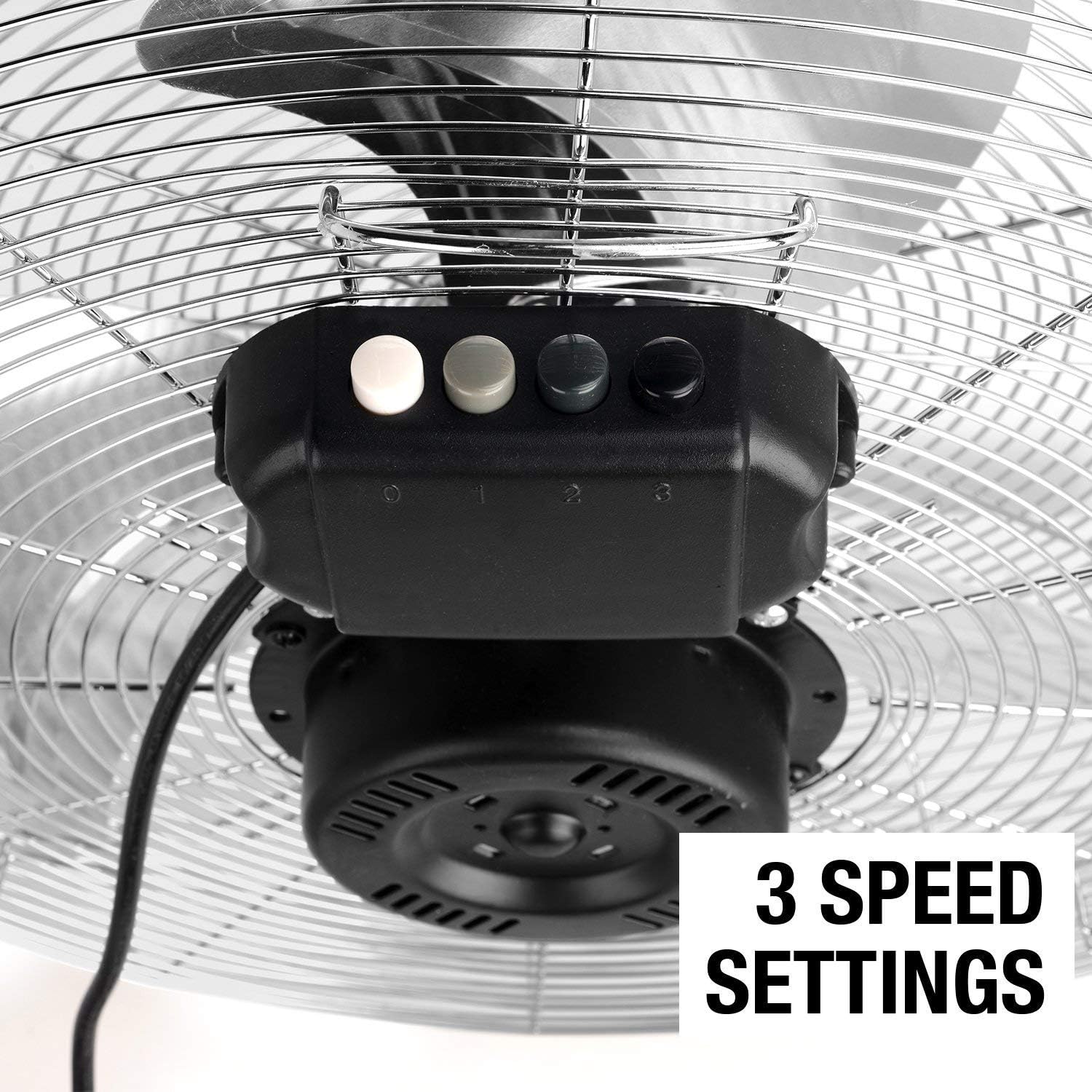 Chrome High Speed Floor Fan - 12" - 20" - 3 Speed Settings-Bargainia.com