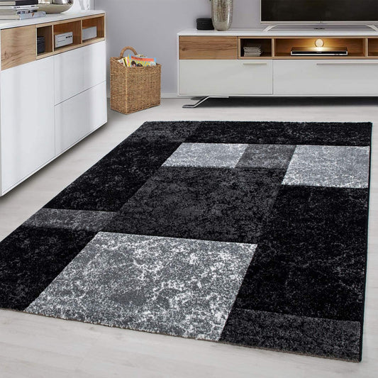 Hawaii Modern Checked Rug - Grey / Black-Bargainia.com