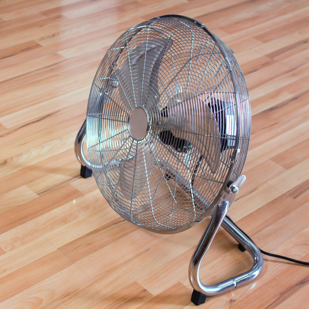 Chrome Metal High Speed Floor Fan - 12" - 20" - 3 Speed Settings-Bargainia.com