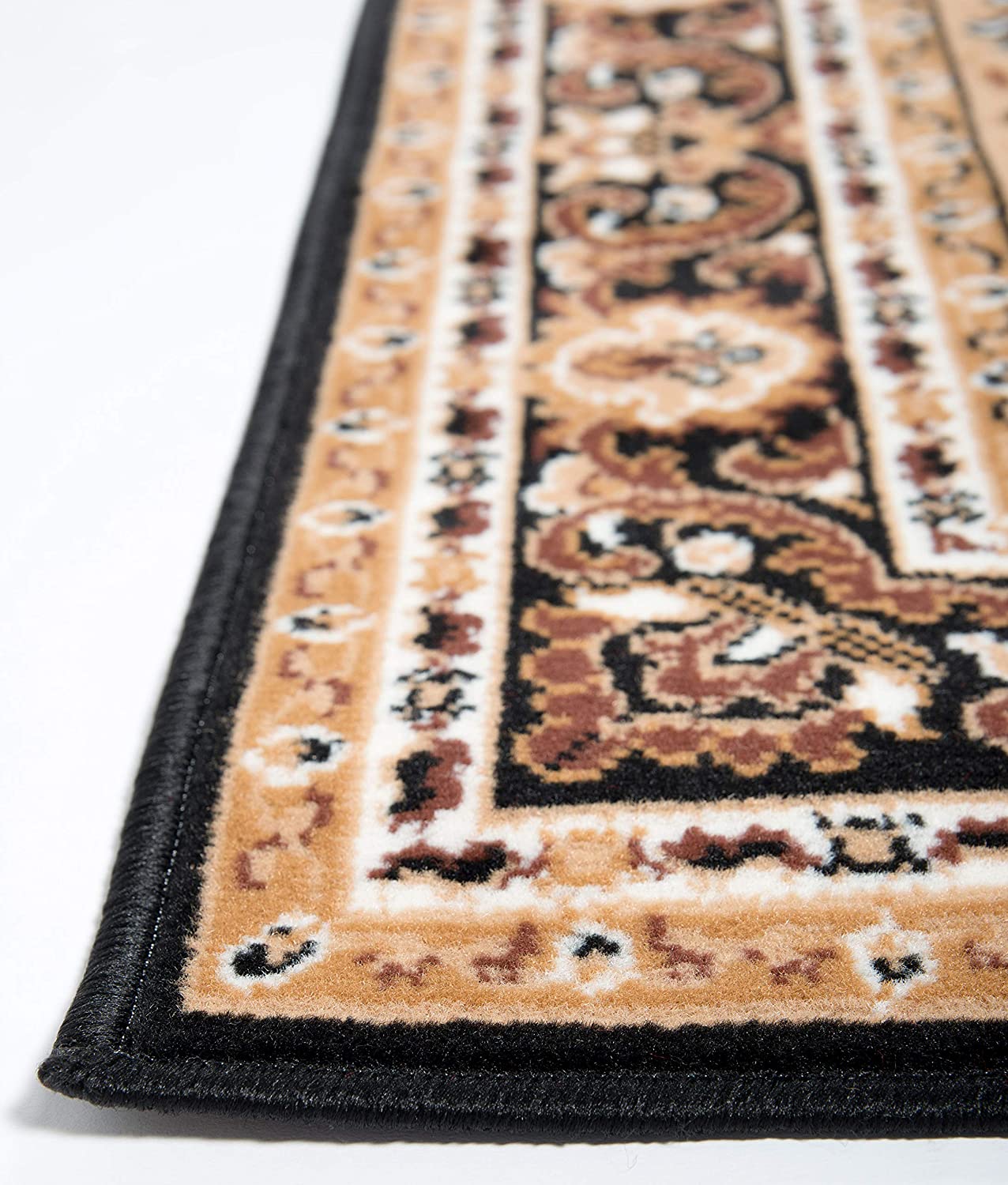 Black Traditional Medallion Design Rug  - Texas