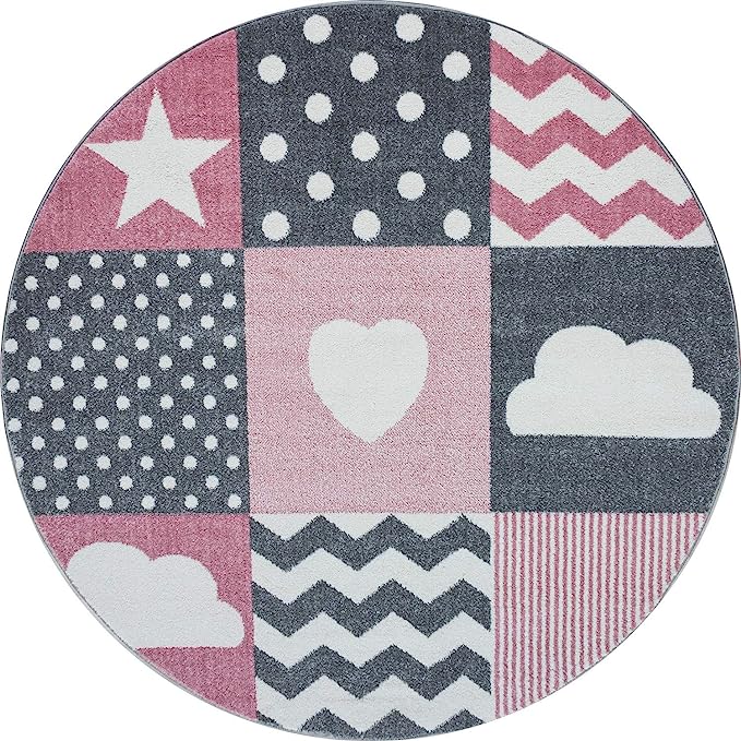 Pink Checked Rug - Kids-4058819079850-Bargainia.com