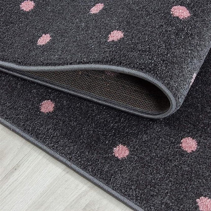 Pink and Grey Heart Kids Rug - Bambi-5056150253471-Bargainia.com