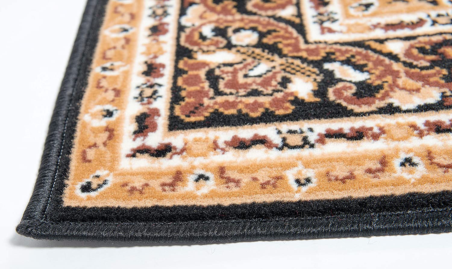 Black Traditional Medallion Design Rug  - Texas