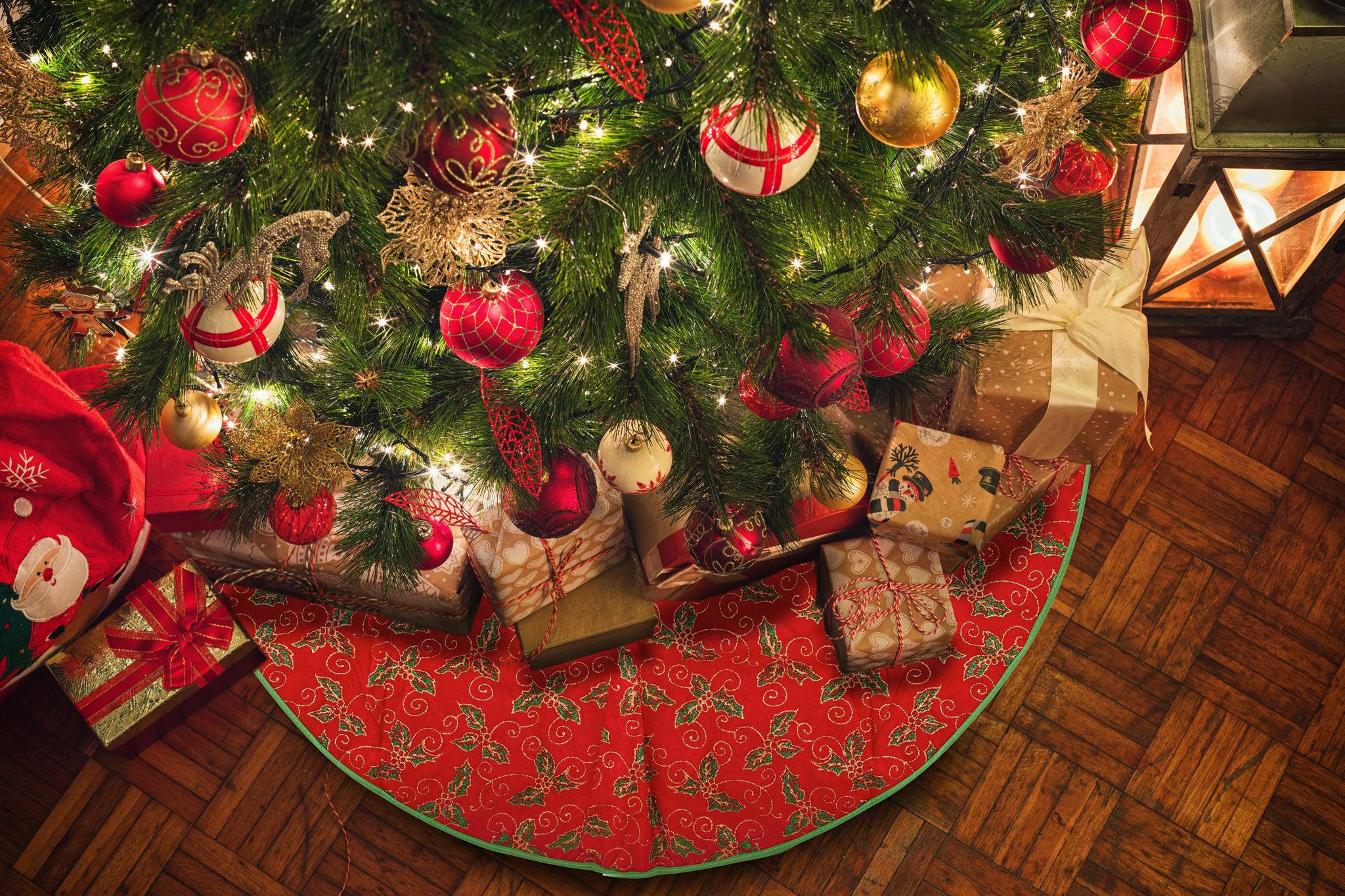 Mistletoe Glitter 80cm Tree Skirt Green & Red-5056150210764-Bargainia.com