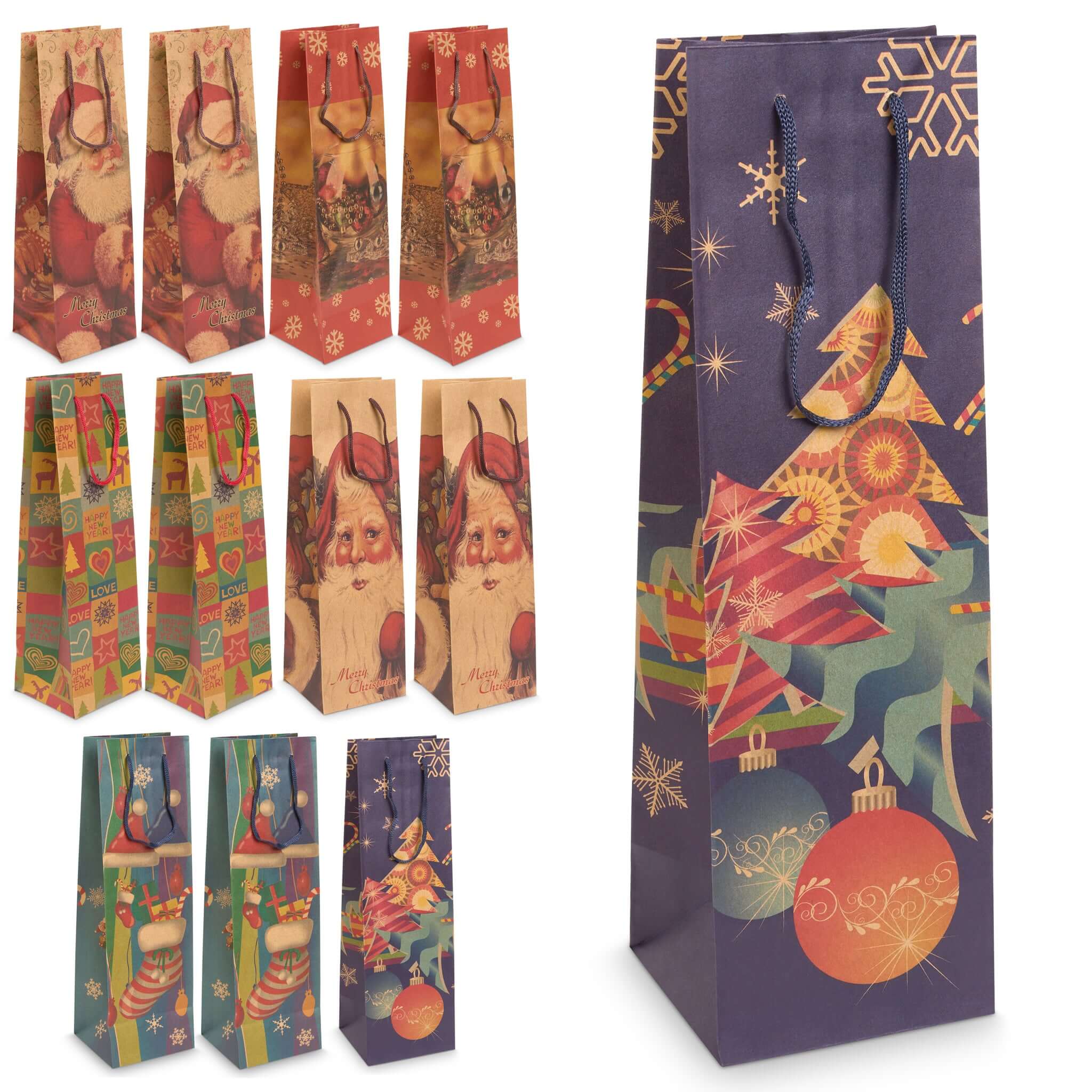 Christmas Vintage Style Gift Bottle Bag Craft Paper