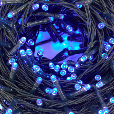 Indoor/Outdoor 8 Function LED Waterproof Fairy Lights with Green Cable (300) - Blue-8800225808229-Bargainia.com