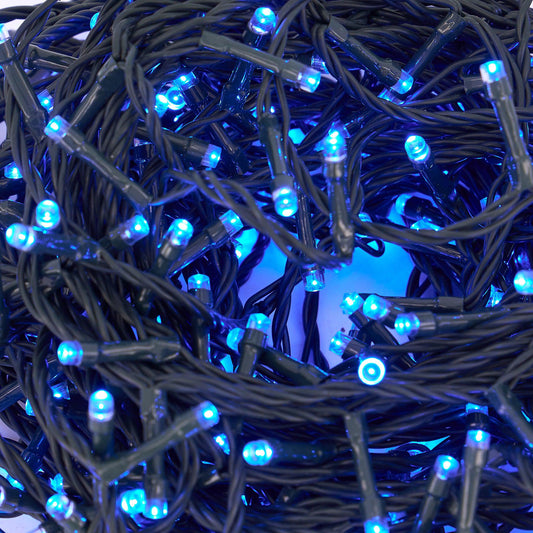 Indoor/Outdoor Static LED Waterproof Fairy Lights with Green Cable (300) - Blue-8800225808489-Bargainia.com