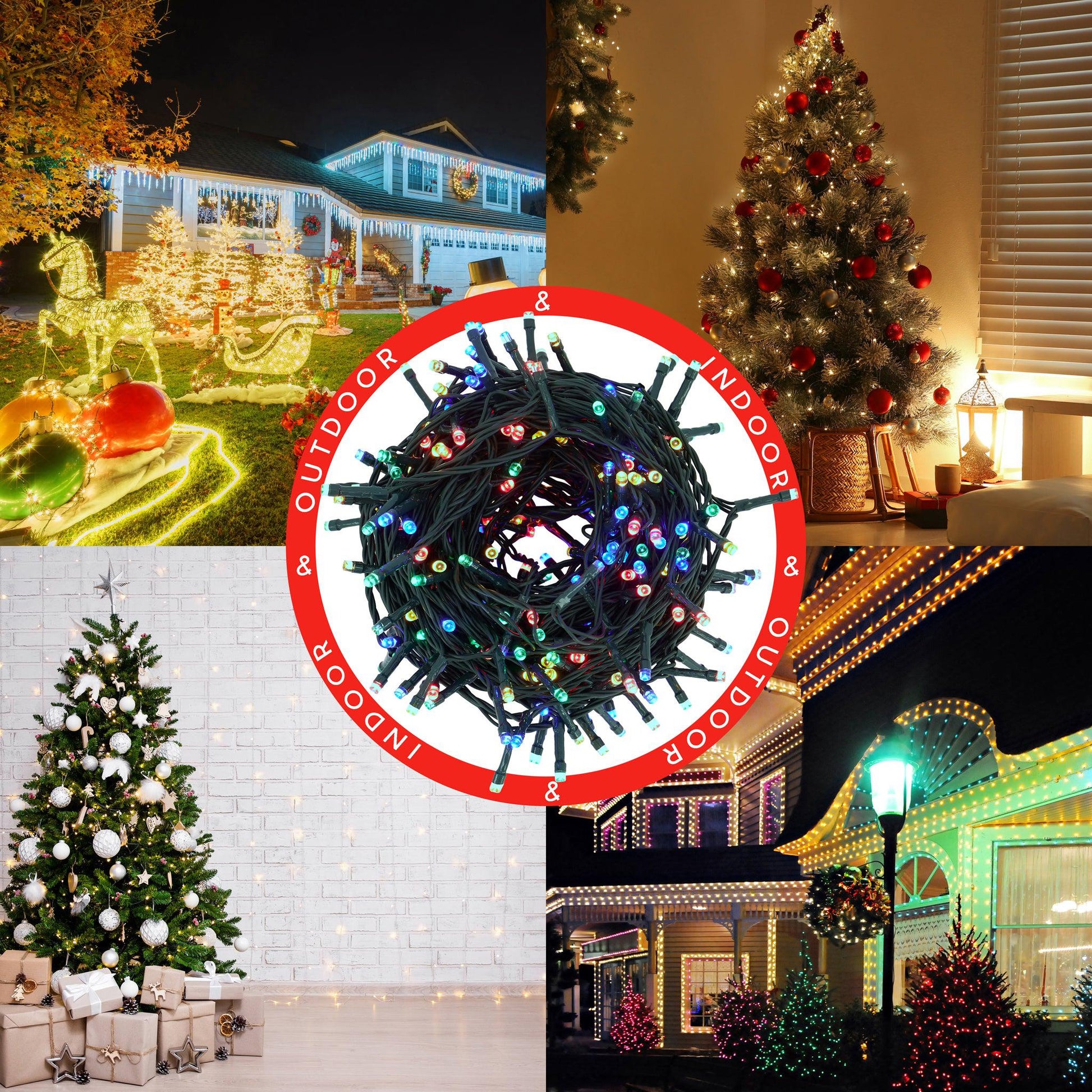 Indoor/Outdoor Static LED Waterproof Fairy Lights with Green Cable (300) - Multicoloured-8800225809219-Bargainia.com