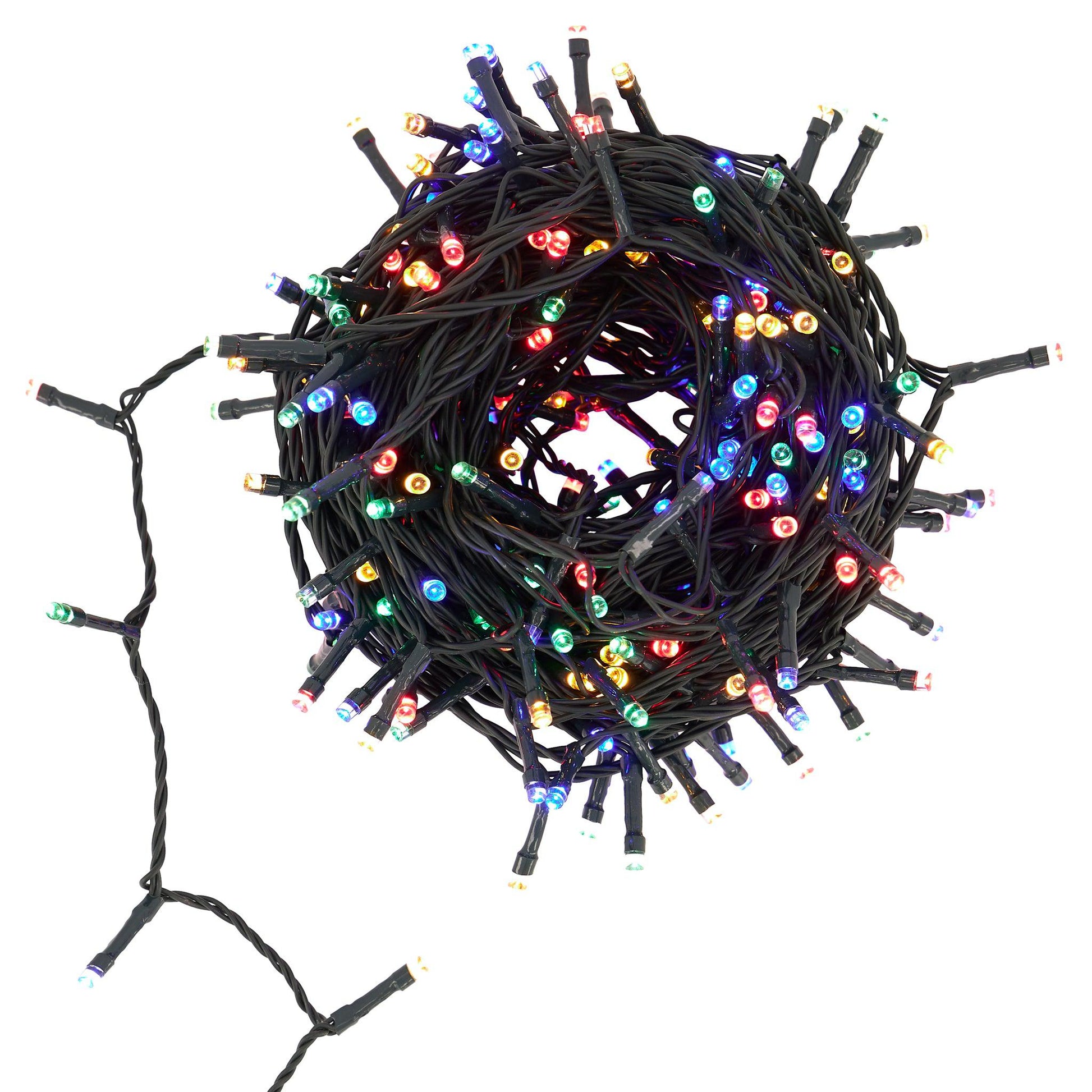 Indoor/Outdoor Static LED Waterproof Fairy Lights with Green Cable (300) - Multicoloured-8800225809219-Bargainia.com