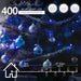 Indoor/Outdoor 8 Function LED Waterproof Fairy Lights with Green Cable (400) - Blue-8800225809639-Bargainia.com