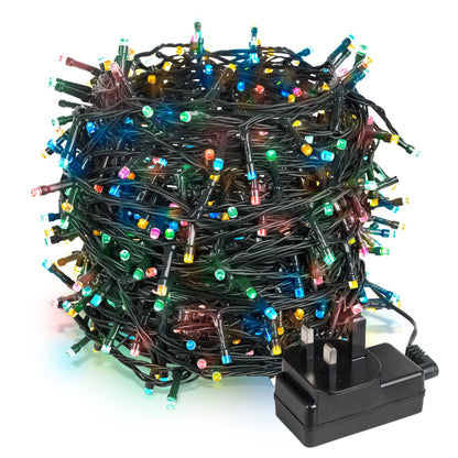 Indoor/Outdoor 8 Function LED Waterproof Fairy Lights with Green Cable (400) - Multicoloured-8800225810079-Bargainia.com