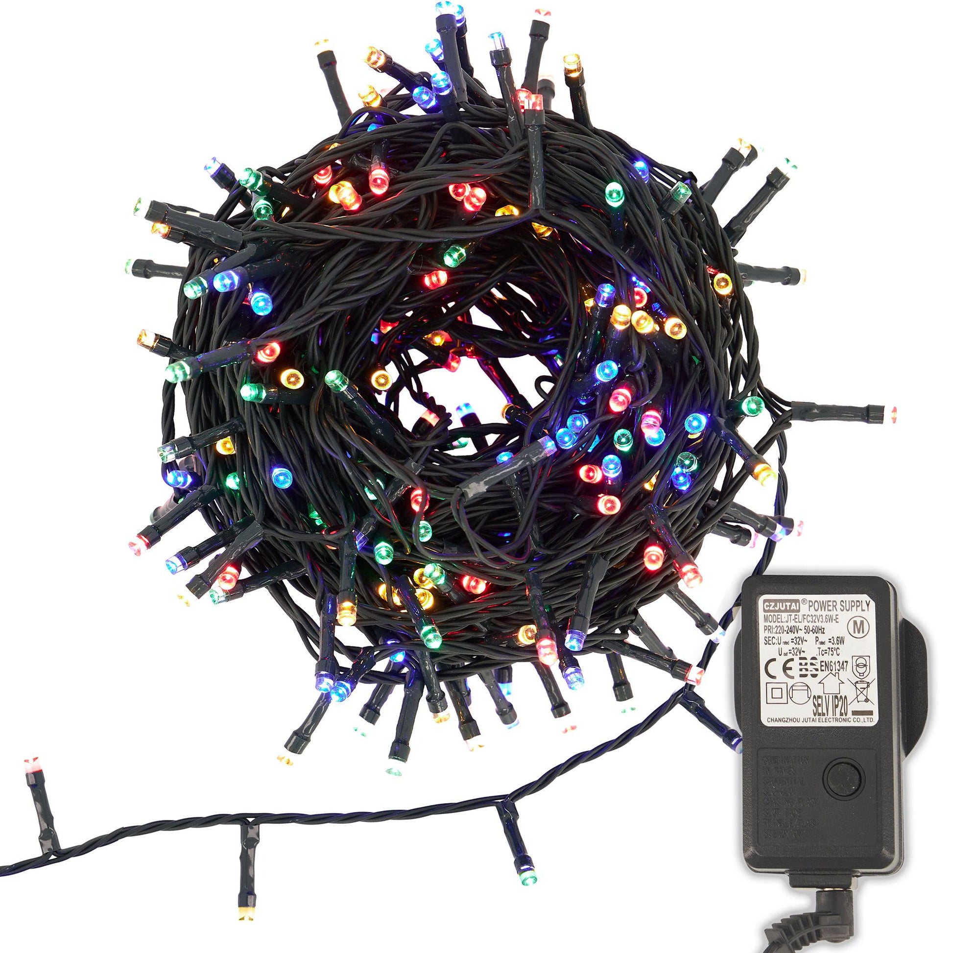 Indoor/Outdoor 8 Function LED Waterproof Fairy Lights with Green Cable (400) - Multicoloured-8800225810079-Bargainia.com