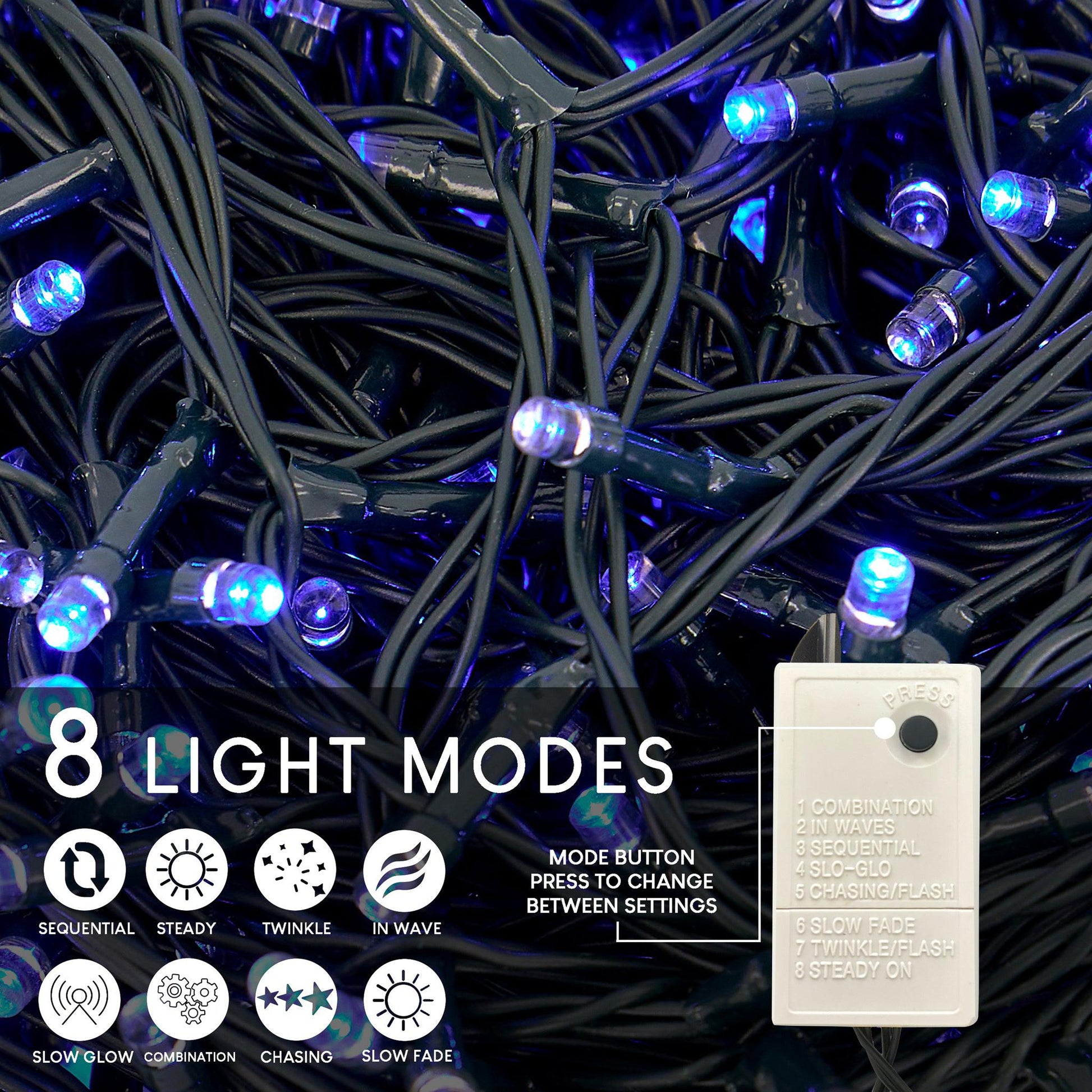 1000 LED Chase Christmas Lights - Blue-5056150226222-Bargainia.com