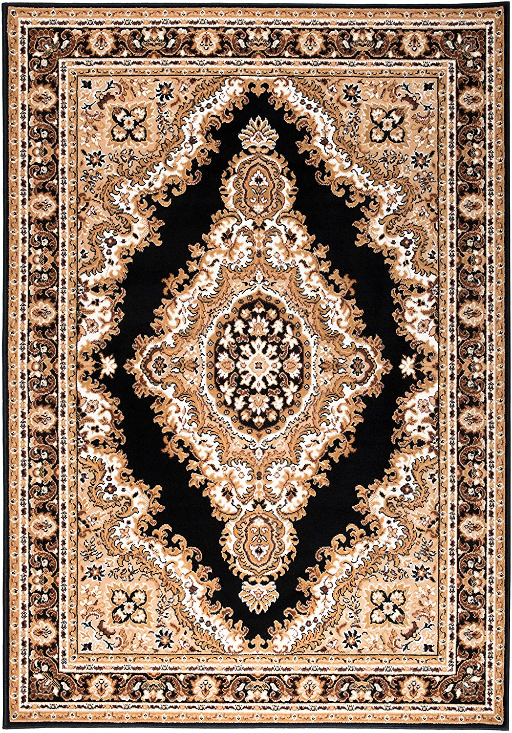 Black Traditional Medallion Design Rug  - Texas