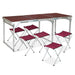 Camping Folding Table with 6 Chairs - Red Oak-Bargainia.com