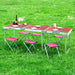 Camping Folding Table with 6 Chairs - Red Oak-Bargainia.com