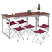 Camping Folding Table with 6 Chairs - Red Oak-Bargainia.com