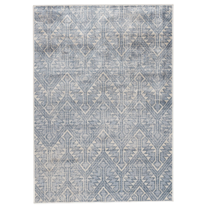 Persian Style Rugs | Isfahan Blue & Cream Faux Silk Zig Zag Rug-Bargainia.com