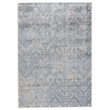 Persian Style Rugs | Isfahan Blue & Cream Faux Silk Zig Zag Rug-Bargainia.com