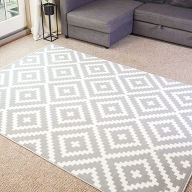 Grey Geometric Rug | Bargainia.com | Free UK Delivery