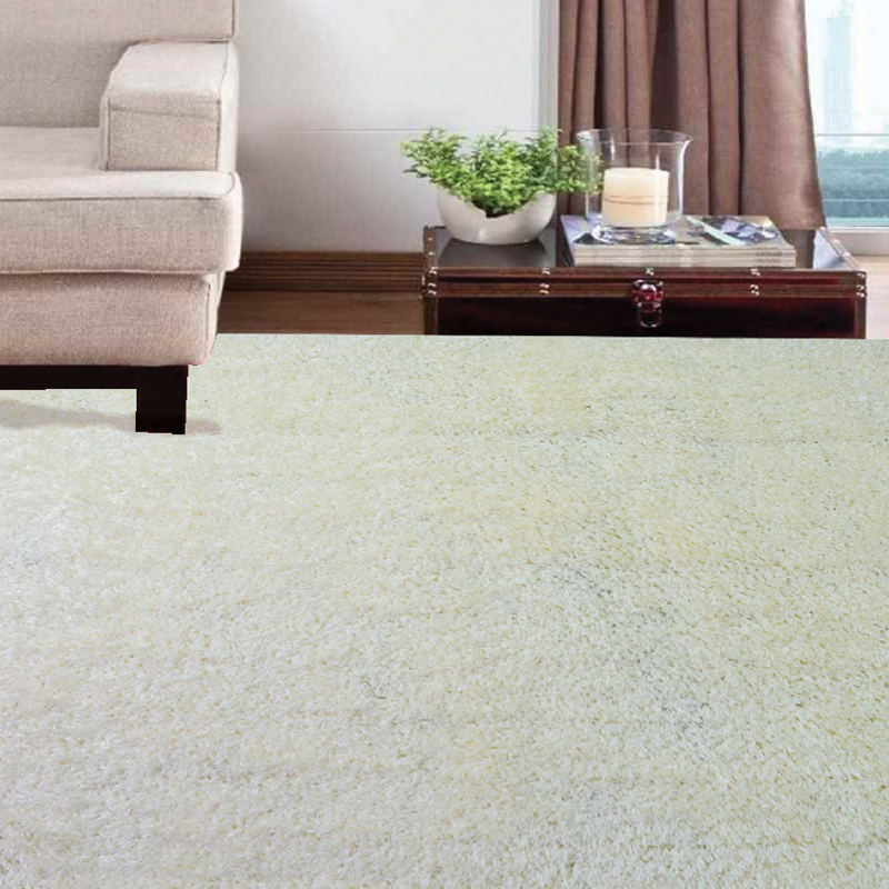 Cream Plain Shaggy Rug | Shag Pile Rug-Bargainia.com