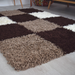 Brown Checked Rug | Shaggy Rug | bargainia.com-Bargainia.com