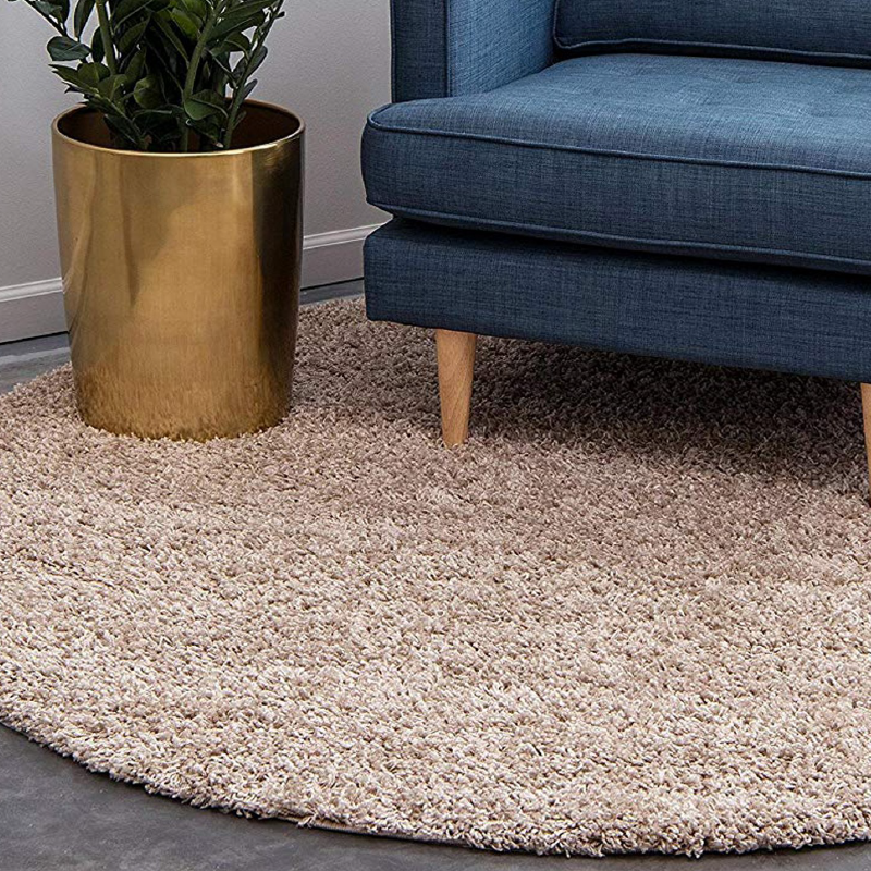 Beige Plain Shaggy Rug - California-5056150216049-Bargainia.com