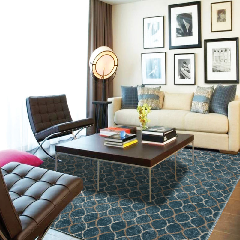 Jersey Blue Mirror Shield Rug | bargiania.com | modern Rugs-Bargainia.com