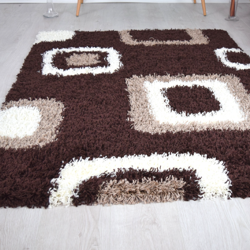 California Brown Boxed Shaggy Rug | bargainia.com | Shaggy Rugs-Bargainia.com