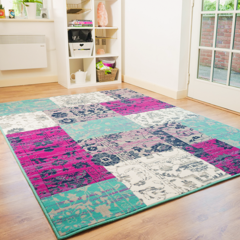 Modern Patchwork Rug | Bargainia.com | Free UK Delivery