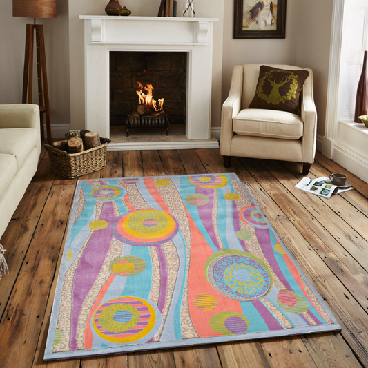 Farrah Modern Pattern Blue Rug | bargainia.com | Modern Rugs-Bargainia.com