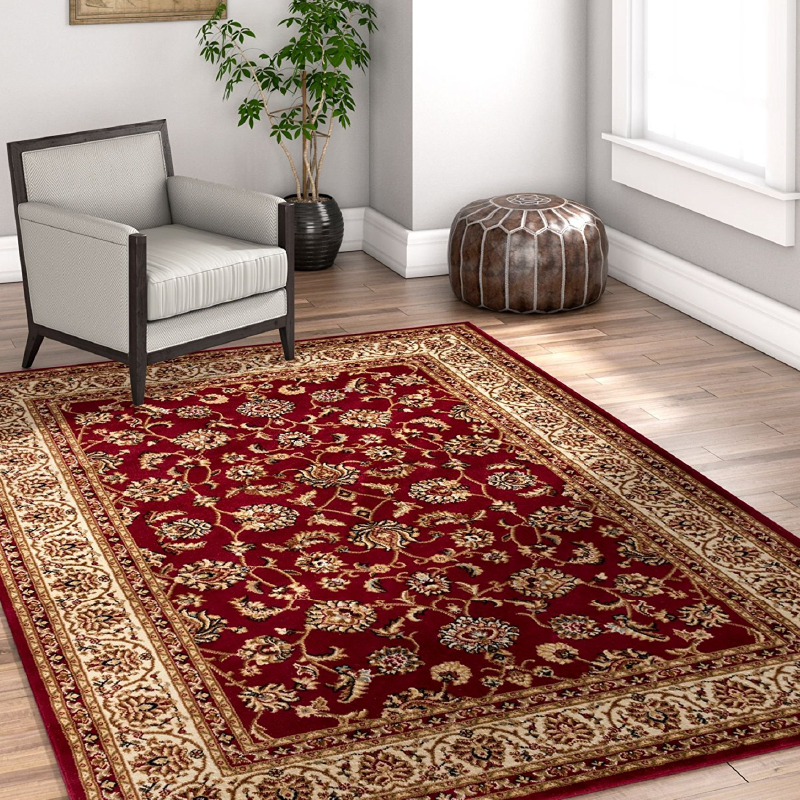 Virginia Floral Red Traditional Rug | Free Delivery | bargainia.com -Bargainia.com