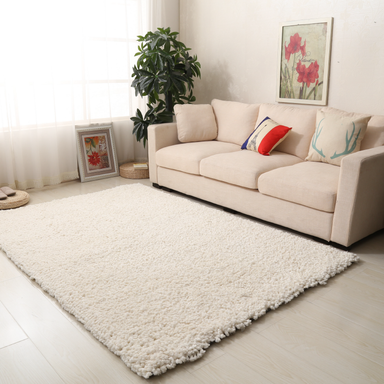 Snug Plain Shaggy Rug - White | bargainia.com | Shaggy-Bargainia.com