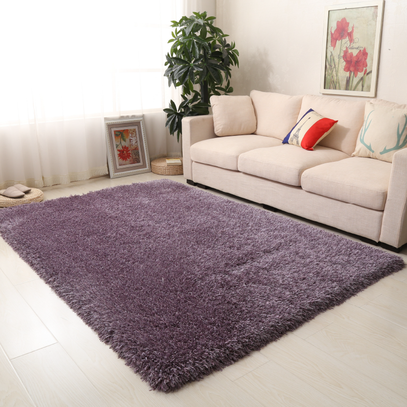 Luxe Glimmer Lilac Solid Shaggy Rug | bargainia.com | Shaggy-Bargainia.com